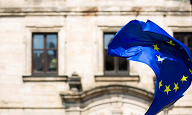 European union flag flapping in the wind